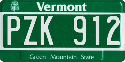 VT license plate PZK912