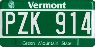 VT license plate PZK914