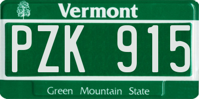 VT license plate PZK915