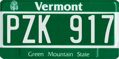 VT license plate PZK917