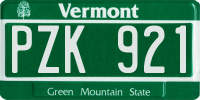 VT license plate PZK921