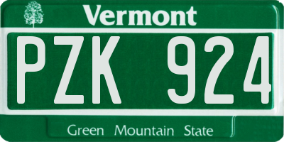 VT license plate PZK924