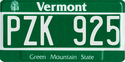 VT license plate PZK925