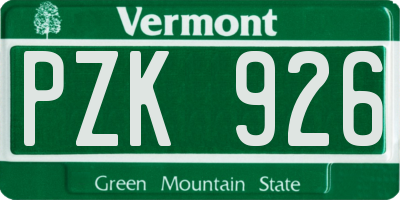 VT license plate PZK926
