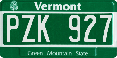 VT license plate PZK927