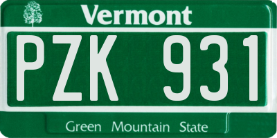 VT license plate PZK931