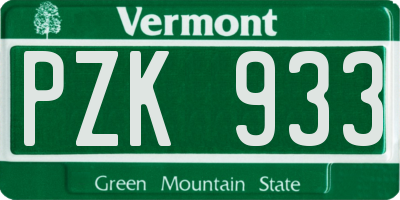 VT license plate PZK933
