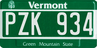 VT license plate PZK934