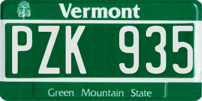 VT license plate PZK935