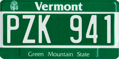VT license plate PZK941