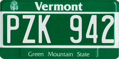 VT license plate PZK942