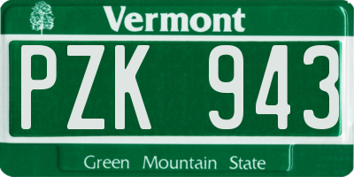 VT license plate PZK943