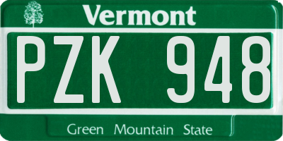 VT license plate PZK948