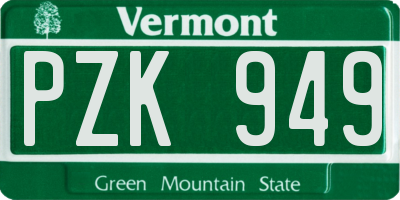 VT license plate PZK949