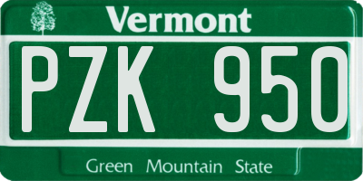 VT license plate PZK950
