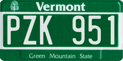 VT license plate PZK951