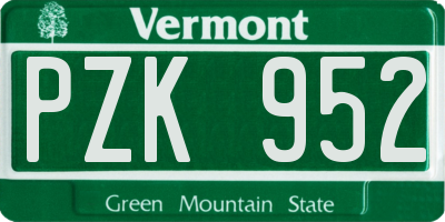VT license plate PZK952