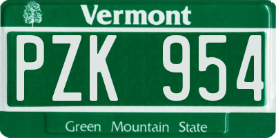 VT license plate PZK954