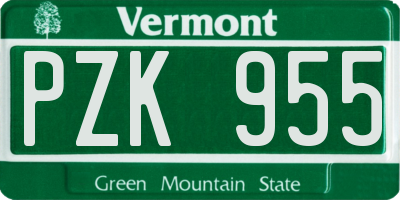 VT license plate PZK955