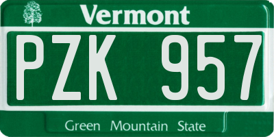 VT license plate PZK957