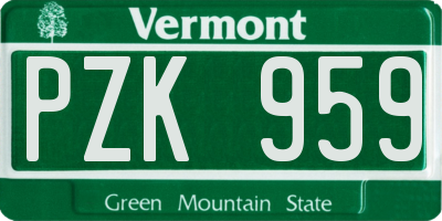 VT license plate PZK959