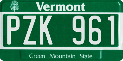VT license plate PZK961