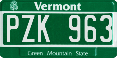 VT license plate PZK963