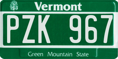 VT license plate PZK967
