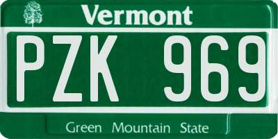 VT license plate PZK969