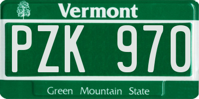 VT license plate PZK970