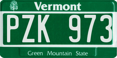 VT license plate PZK973