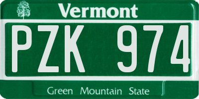 VT license plate PZK974