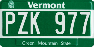 VT license plate PZK977