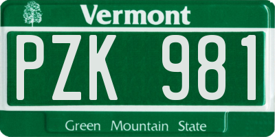 VT license plate PZK981