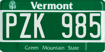 VT license plate PZK985