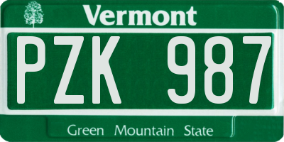 VT license plate PZK987