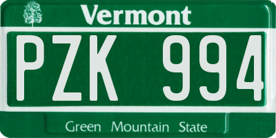 VT license plate PZK994