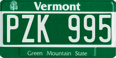 VT license plate PZK995