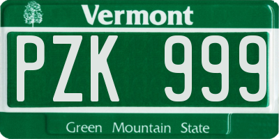 VT license plate PZK999