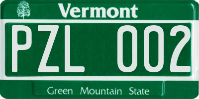 VT license plate PZL002