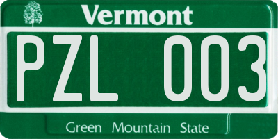 VT license plate PZL003