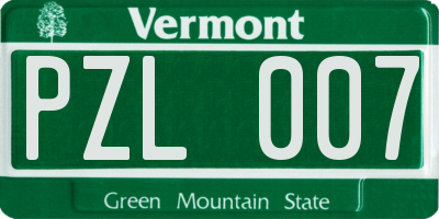 VT license plate PZL007