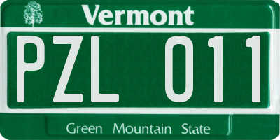 VT license plate PZL011