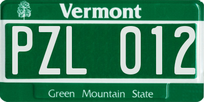 VT license plate PZL012