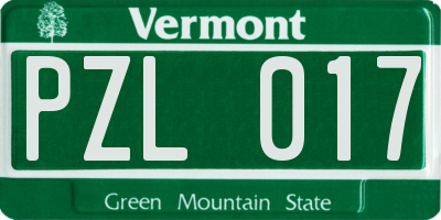 VT license plate PZL017