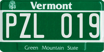 VT license plate PZL019