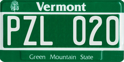 VT license plate PZL020