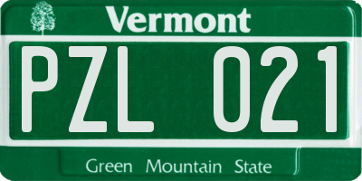VT license plate PZL021