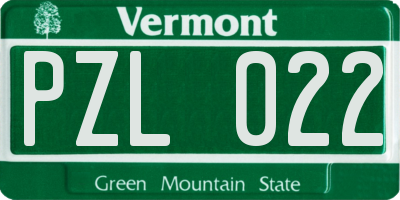 VT license plate PZL022