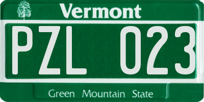 VT license plate PZL023
